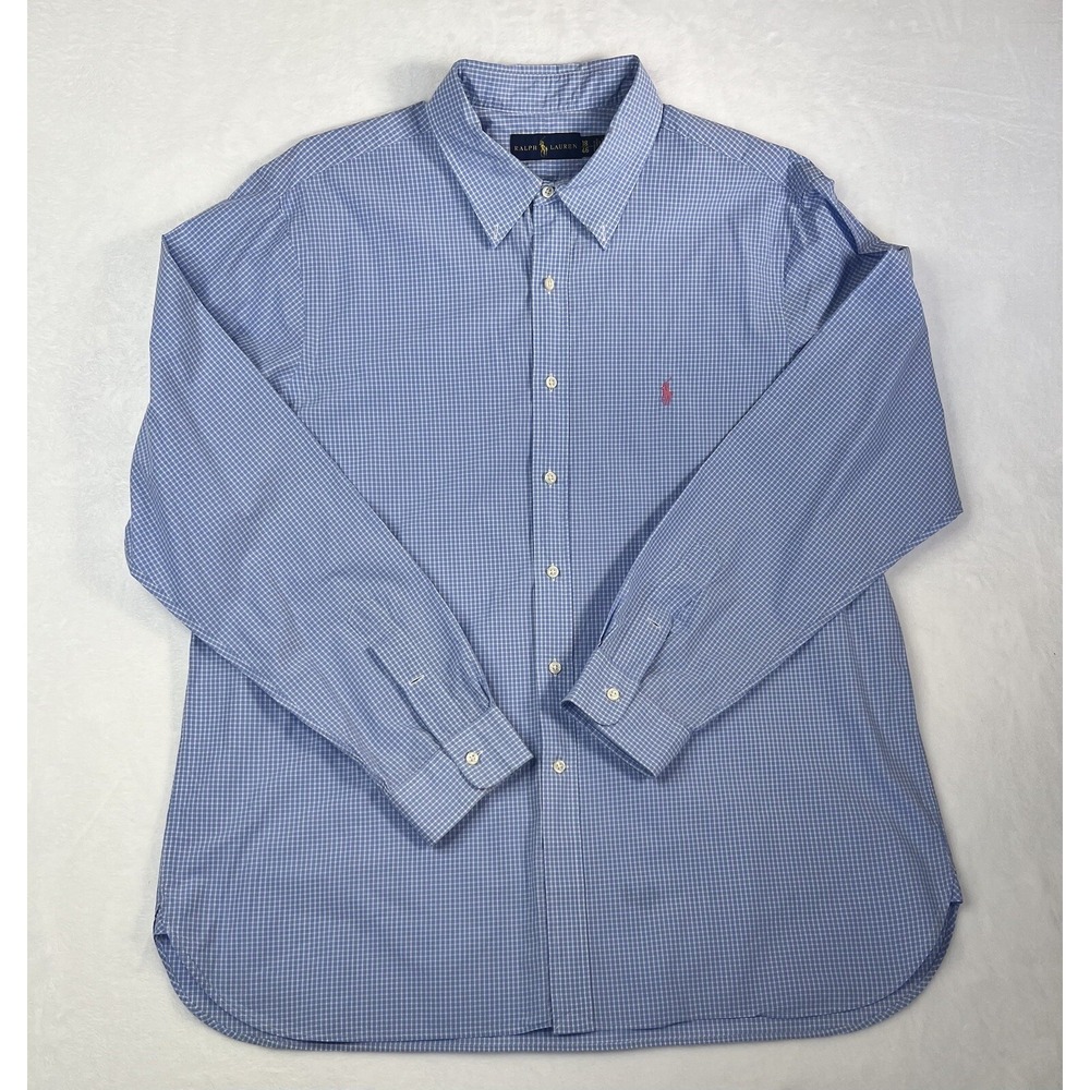 Ralph Lauren Checkerd Shirt  , Blue/white Pink Pony‎ Logo ,Mens Long Sleeve XXl